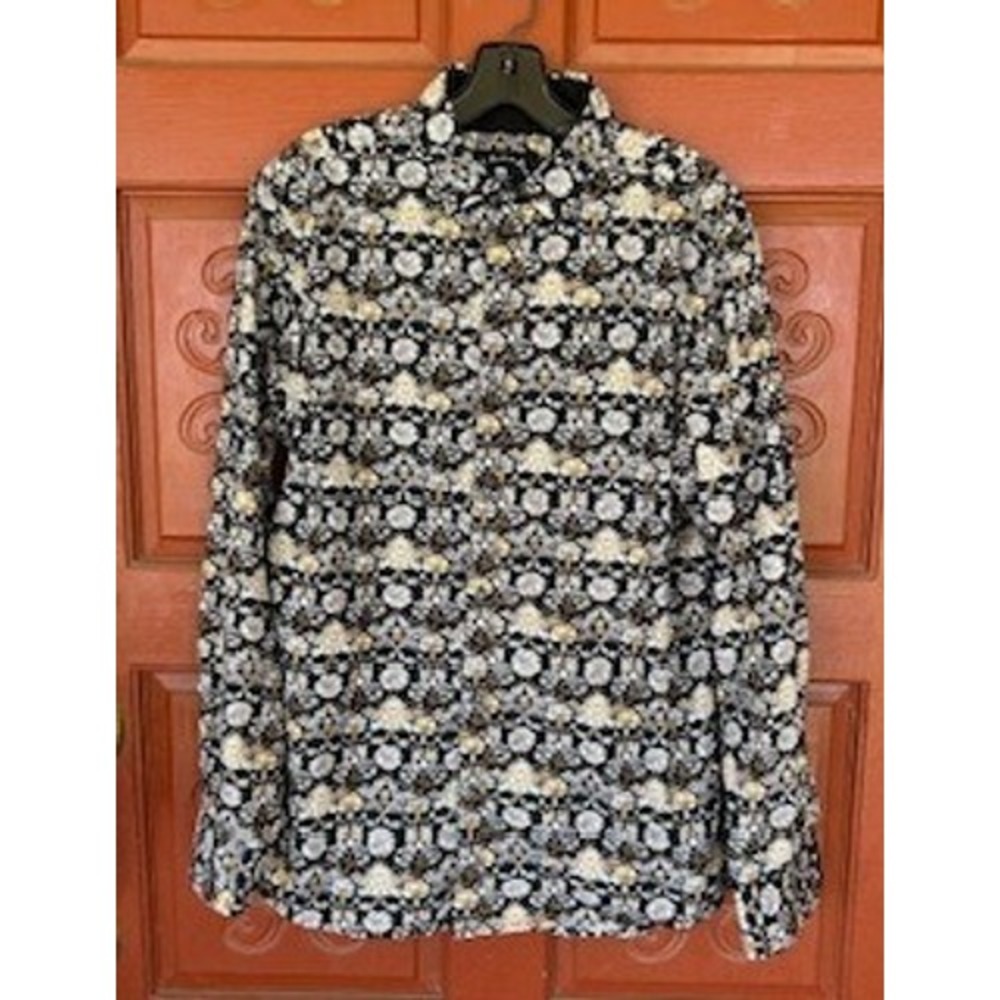 Rock Roll-n-Soul Mens Shirt Floral Button Down Black Gold Cotton Rockabilly  M